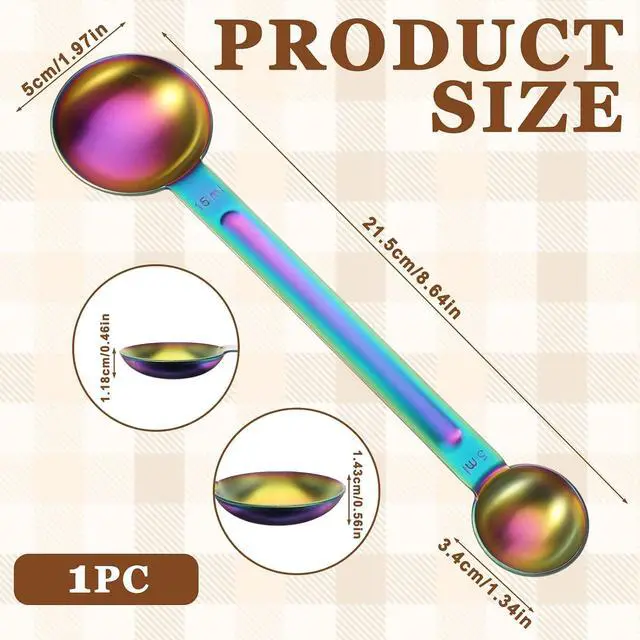 Alt view image 2 of 7 - Double Sided Measuring Spoon Stainless Steel Coffee Scoop Teaspoon Measuring Spoon 1 Tsp (5ml) & 1 Tbsp (15ml) Dual-Measure Long-Handle Spoons Coffee Measurings Spoons (Colorful)