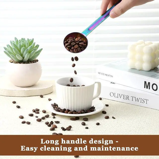 Alt view image 4 of 7 - Double Sided Measuring Spoon Stainless Steel Coffee Scoop Teaspoon Measuring Spoon 1 Tsp (5ml) & 1 Tbsp (15ml) Dual-Measure Long-Handle Spoons Coffee Measurings Spoons (Colorful)
