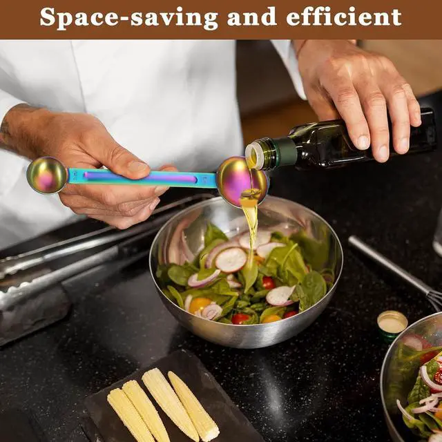 Alt view image 6 of 7 - Double Sided Measuring Spoon Stainless Steel Coffee Scoop Teaspoon Measuring Spoon 1 Tsp (5ml) & 1 Tbsp (15ml) Dual-Measure Long-Handle Spoons Coffee Measurings Spoons (Colorful)
