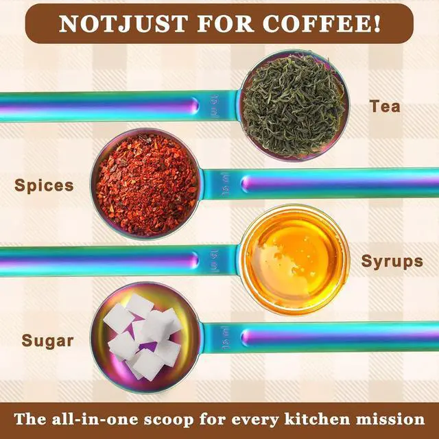 Alt view image 7 of 7 - Double Sided Measuring Spoon Stainless Steel Coffee Scoop Teaspoon Measuring Spoon 1 Tsp (5ml) & 1 Tbsp (15ml) Dual-Measure Long-Handle Spoons Coffee Measurings Spoons (Colorful)