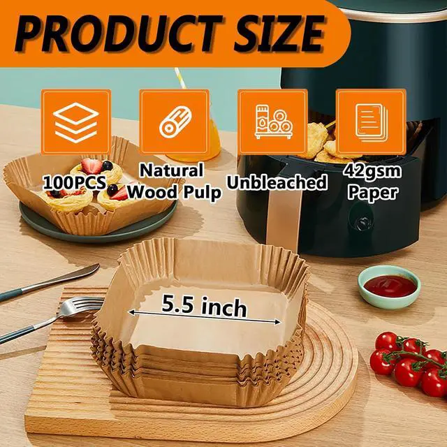 Alt view image 5 of 7 - Air Fryer Liners for CHEFMAN 2 Qt Air Fryer, Mini Airfryer Liners Small Air Fryer Paper Liners, Compatible with Cosori 2.1Qt, Dash 2.6Qt, Instant Vortex 2Qt amd other 2-3Qt Mini Air Fryers