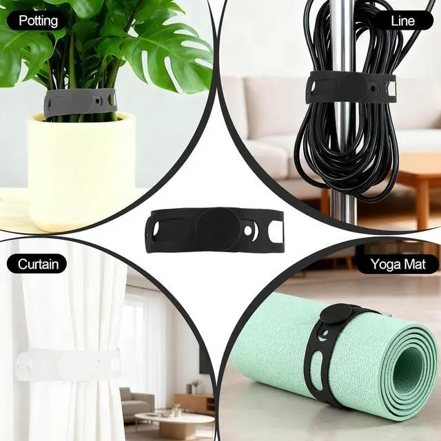 Alt view image 6 of 7 - 3-Pack Silicone Latch Strap for Slow Cooker Lid, Pot, Bento Box, Adjustable Length and Reusable Elastic Self-Lock Silicone Tie for Bundling or Organizing Curtain, Cords, Yoga Mat, Camping Mat (21 in)