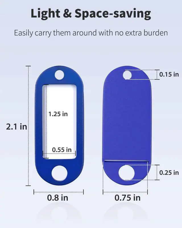 Alt view image 4 of 6 - Uniclife 10 Pieces Key Tags 2 Inch Soft Plastic Key Chain Tags with Blank Paper Labels Clear Windows Protective Films and Split Rings Flexible Item Identifiers, Blue