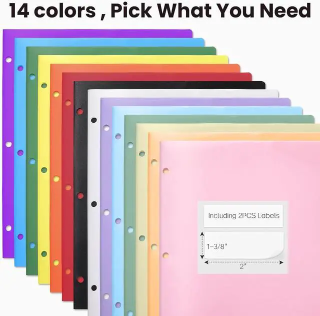 Alt view image 2 of 7 - Sooez 2-Pocket Folders, Plastic Folders with Pockets 3 Hole Punched | 1 Pack Pockets Folder for 3 Ring Binder with Labels, Heavy Duty Binder Folder for Document, Letter Size File Folder,Pink