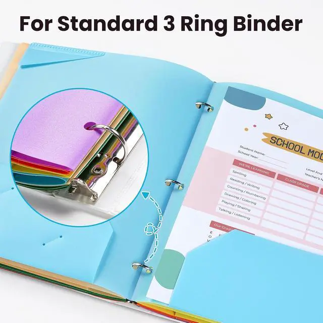 Alt view image 4 of 7 - Sooez 2-Pocket Folders, Plastic Folders with Pockets 3 Hole Punched | 1 Pack Pockets Folder for 3 Ring Binder with Labels, Heavy Duty Binder Folder for Document, Letter Size File Folder,Pink