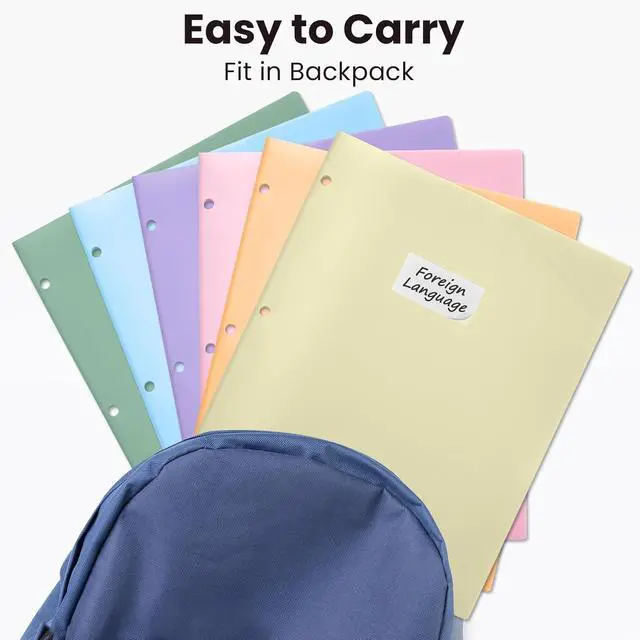 Alt view image 7 of 7 - Sooez 2-Pocket Folders, Plastic Folders with Pockets 3 Hole Punched | 1 Pack Pockets Folder for 3 Ring Binder with Labels, Heavy Duty Binder Folder for Document, Letter Size File Folder,Pink