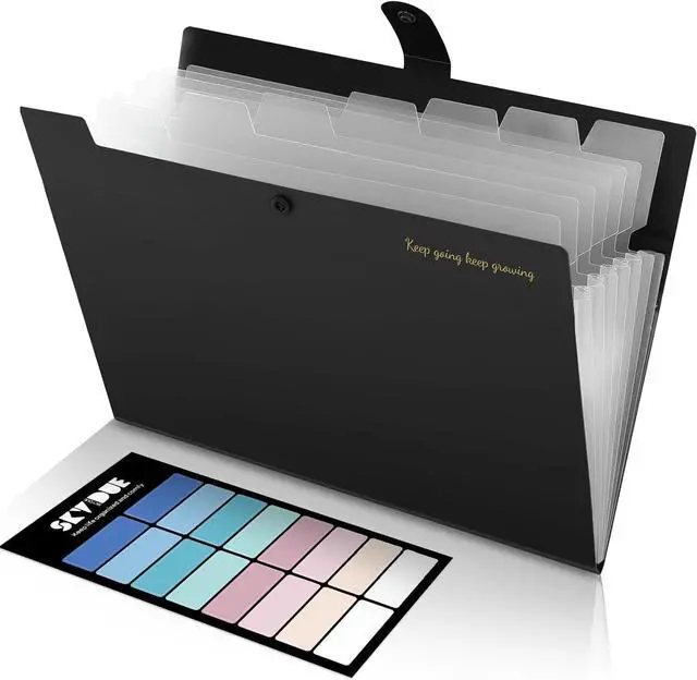 Main image of SKYDUE Accordion File Organizer, Expanding File Folder with 8 Pockets, Portable Document Paper Organizer, Letter/A4 Size Filing FolderSchool Office Supplies Hospital Bag Essentials Black