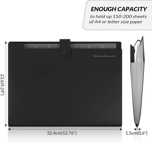 Alt view image 2 of 7 - SKYDUE Accordion File Organizer, Expanding File Folder with 8 Pockets, Portable Document Paper Organizer, Letter/A4 Size Filing FolderSchool Office Supplies Hospital Bag Essentials Black