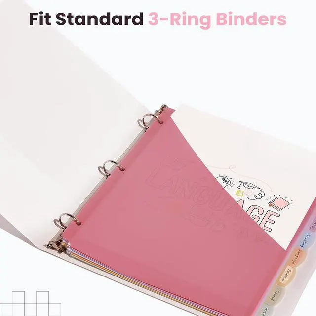 Alt view image 7 of 7 - Sooez 8 Count Dividers with Pockets, Binder Dividers with tabs | Binder Dividers for 3 Ring Binders, Binder Divider with Pockets for US Letter Size, Insertable Big Tabs, Pastels, Set of 1