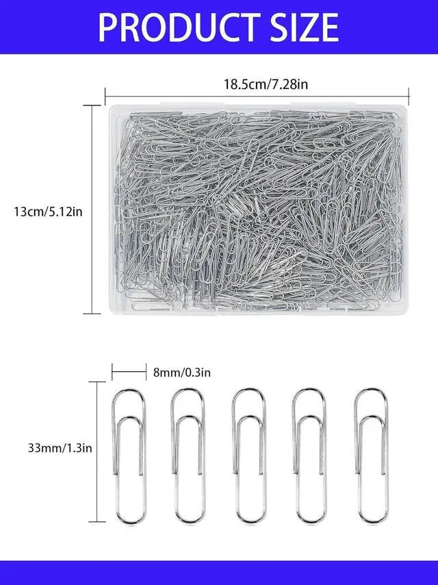 Alt view image 2 of 7 - Paper Clips, 600 Pcs Paperclips Premium Medium Paper Clip, 1-2/7" Silver School Office Supplies Heavy Duty, Ideal for Bookmark(Silver)