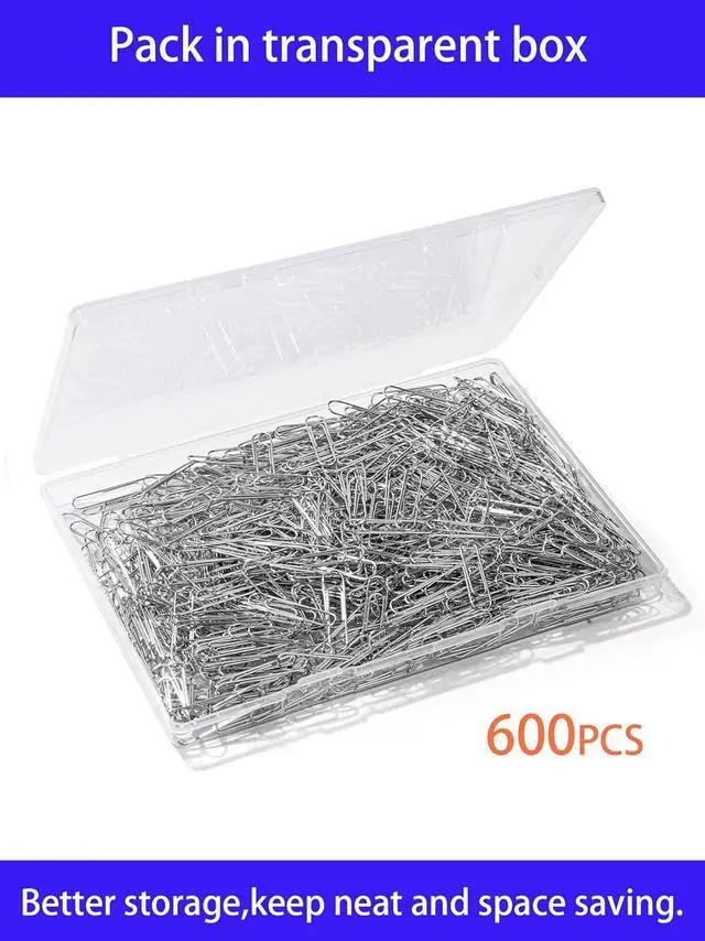 Alt view image 5 of 7 - Paper Clips, 600 Pcs Paperclips Premium Medium Paper Clip, 1-2/7" Silver School Office Supplies Heavy Duty, Ideal for Bookmark(Silver)