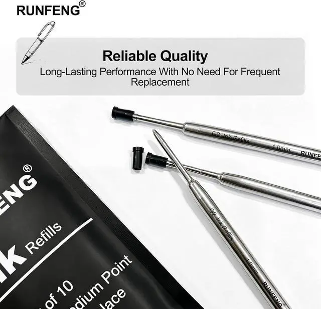 Alt view image 4 of 7 - Pack of 10 Replaceable Ballpoint Pen Refills,G2 Ink Refills | 1mm Medium Point,Twist Pen Refill,Ball Point Pen Refills,Ink Refills for Pens,Blue