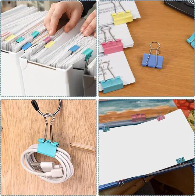 Alt view image 4 of 7 - 40PCS Colorful Binder Clips,Assorted Sizes Metal Paper Clips | Works Great for Document Arrangement, Handmade Crafts, Cable Management and Snack Bag Sealing For Daily Organization
