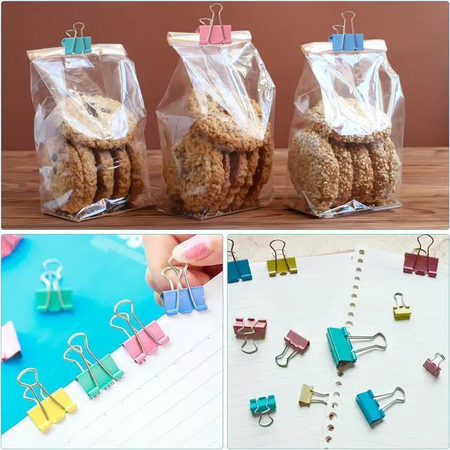 Alt view image 7 of 7 - 40PCS Colorful Binder Clips,Assorted Sizes Metal Paper Clips | Works Great for Document Arrangement, Handmade Crafts, Cable Management and Snack Bag Sealing For Daily Organization
