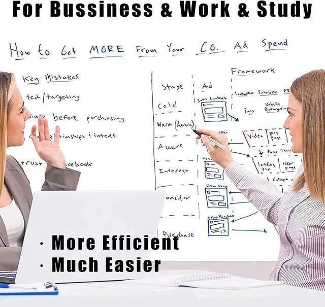 Alt view image 5 of 7 - Self Adhesive White Board Paper - Dry Erase Wall Stickers Roll 17.7" x 78.7" (6.5 Feet) Message Board Wallpaper Decal for School/Office/Home/Kid/Art/Decorations, Safe for Adults & Kids with 4 Markers