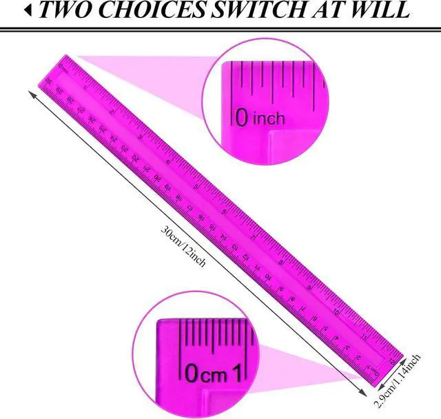 Alt view image 2 of 7 - 7PCS Clear Ruler, 12 Inch Plastic Rulers for School, Home, or Office, Clear Plastic Rulers, Assorted Colors.