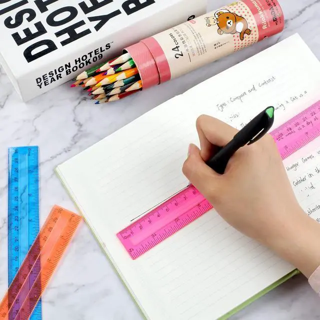 Alt view image 3 of 7 - 7PCS Clear Ruler, 12 Inch Plastic Rulers for School, Home, or Office, Clear Plastic Rulers, Assorted Colors.