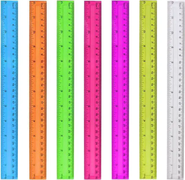Main image of 7PCS Clear Ruler, 12 Inch Plastic Rulers for School, Home, or Office, Clear Plastic Rulers, Assorted Colors.