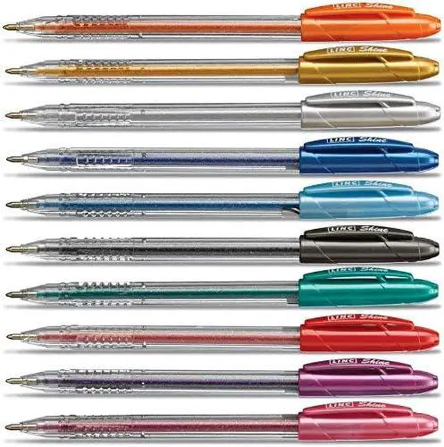 Alt view image 2 of 3 - linc Shine Glitter Gel Pen, 10 CT Assorted | 1.0mm Medium Tip Size, Contoured Grip, Broad for Thick Vibrant Lines, Stocking Stuffer