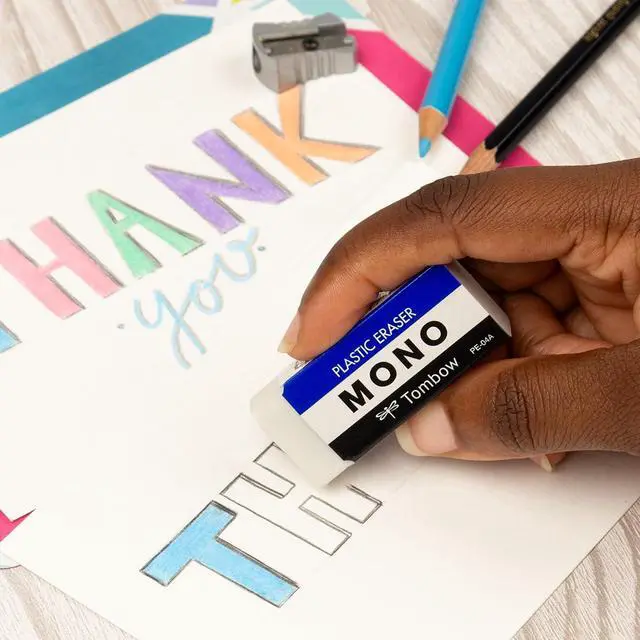 Alt view image 5 of 7 - Tombow 57324 MONO Eraser, White, Medium, 3-Pack. Cleanly Removes Marks