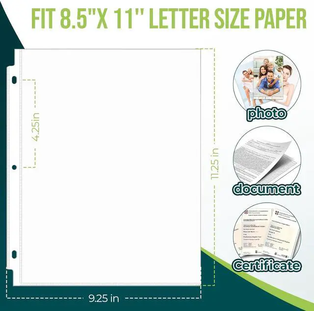 Alt view image 2 of 7 - Sheet Protectors 8.5 x11 Inch Clear Page Protectors for 3 Ring Binder,100 Pack Plastic Sleeves for Paper,Documents and Photos,Top Loading Binder Sleeves Paper Protector Letter Size