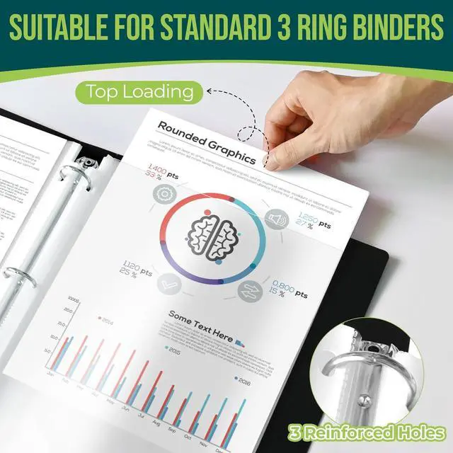 Alt view image 3 of 7 - Sheet Protectors 8.5 x11 Inch Clear Page Protectors for 3 Ring Binder,100 Pack Plastic Sleeves for Paper,Documents and Photos,Top Loading Binder Sleeves Paper Protector Letter Size