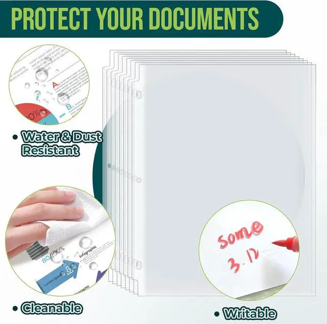 Alt view image 5 of 7 - Sheet Protectors 8.5 x11 Inch Clear Page Protectors for 3 Ring Binder,100 Pack Plastic Sleeves for Paper,Documents and Photos,Top Loading Binder Sleeves Paper Protector Letter Size