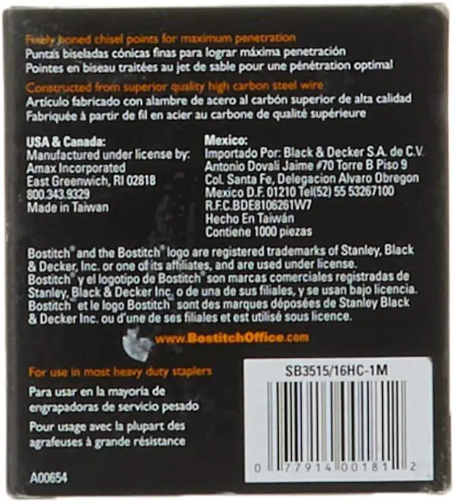 Alt view image 3 of 6 - Bostitch Heavy Duty Staples, 165-215 Sheets, 15/16 Inch (24mm) Leg, 1,000 Per Box (SB3515/16HC-1M)