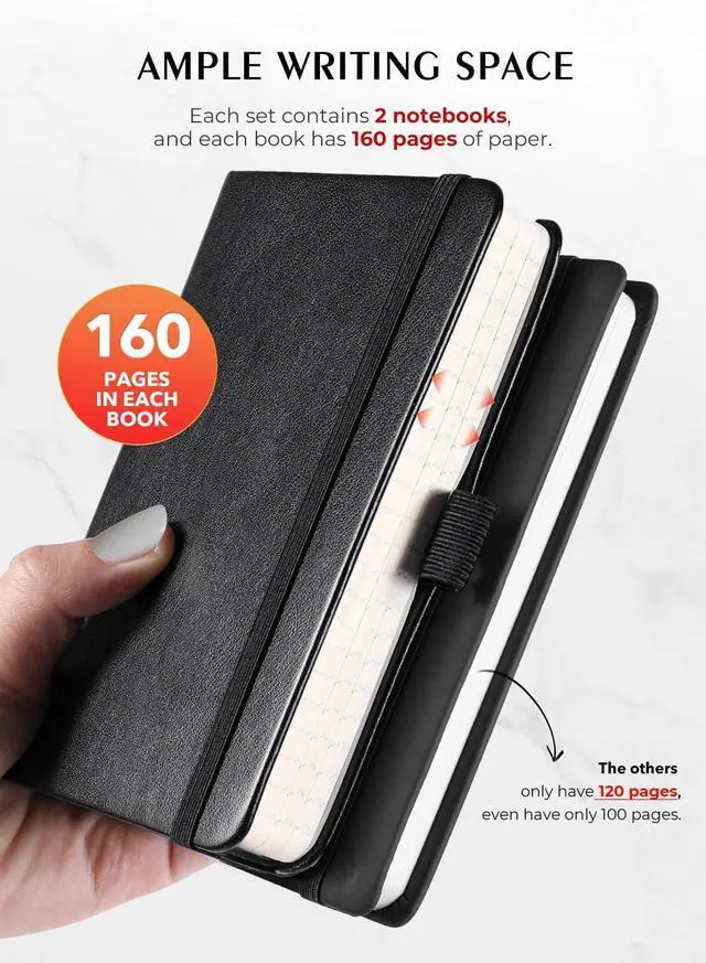 Alt view image 2 of 7 - AISBUGUR Pocket Notebook, Small Notebook, 2-Pack Total 320 Pages,3.7" x 5.7" Pocket Notebook (2 Pack, Black1) | small notepad mini notebook Total 320 Pages