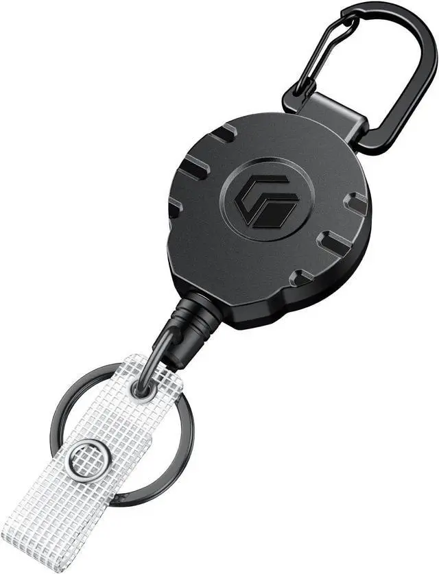 Main image of Uniclife Retractable Keychain Badge Reel Badge Holder Retractable Clip | Heavy Duty, Tactical, Carabiner Clip, Stainless Steel Spring Coil, 31.5 Inch Steel Wire Rope, Key Ring, ID Badge Reel, 8 oz