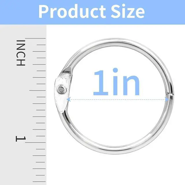 Alt view image 2 of 7 - 100 Pack-1 inch GIUCNOK Binder Rings, Loose Leaf Binder Book Rings, with Metal Nickel Plated for Key, and Index Cards, Premium Ring Clips, Paper Rings, for School, Home or Office, Silver