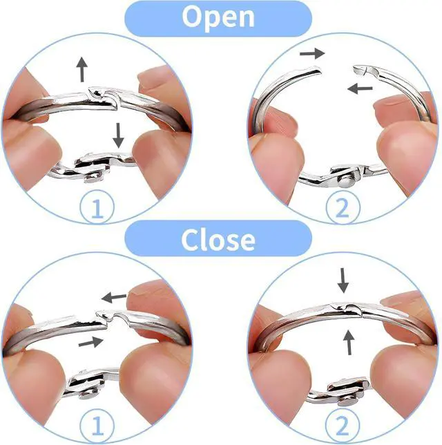 Alt view image 3 of 7 - 100 Pack-1 inch GIUCNOK Binder Rings, Loose Leaf Binder Book Rings, with Metal Nickel Plated for Key, and Index Cards, Premium Ring Clips, Paper Rings, for School, Home or Office, Silver