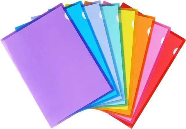 Main image of Tamaki 16 Pack Clear Plastic Folders Sleeves for Documents, 8 Colors | Letter Size Plastic File Folder Sleeves, Poly Document Folder Jackets for School Office