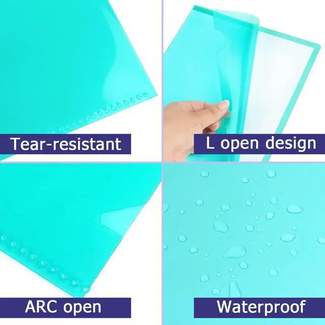 Alt view image 4 of 7 - Tamaki 16 Pack Clear Plastic Folders Sleeves for Documents, 8 Colors | Letter Size Plastic File Folder Sleeves, Poly Document Folder Jackets for School Office