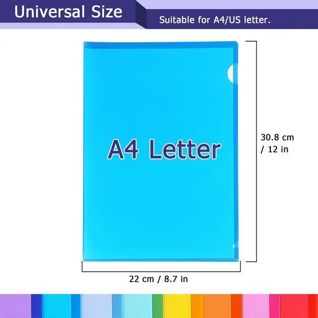 Alt view image 3 of 7 - Tamaki 16 Pack Clear Plastic Folders Sleeves for Documents, 8 Colors | Letter Size Plastic File Folder Sleeves, Poly Document Folder Jackets for School Office
