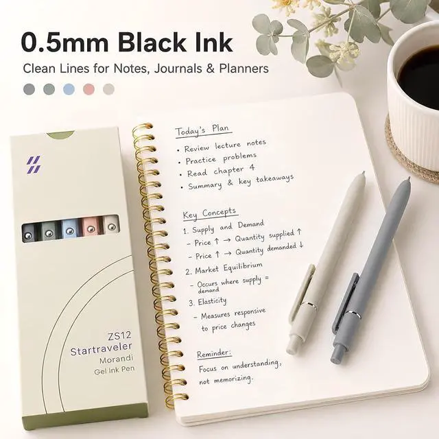 Alt view image 4 of 7 - FIOVER Gel Pens 5pcs 0.5mm Quick Dry Black Ink Fine Point Pens | Smooth Writing Gel Ink Pens, Morandi Colors, High-End Series, Office School Supplies, Gifts for Women and Men