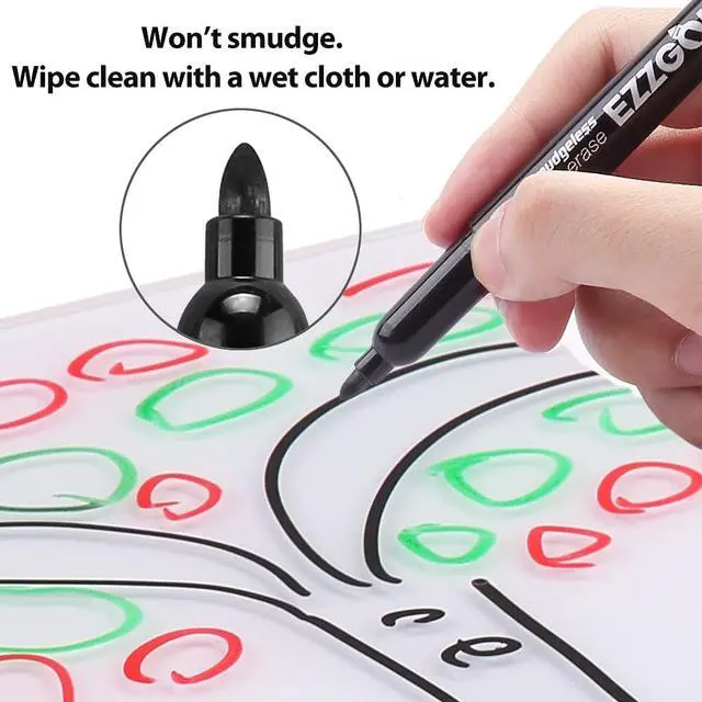 Alt view image 5 of 7 - EZZGOL 12-Color Bullet Tip Wet Erase Markers for Transparency, Whiteboards, Glass and More - Wipe with Water