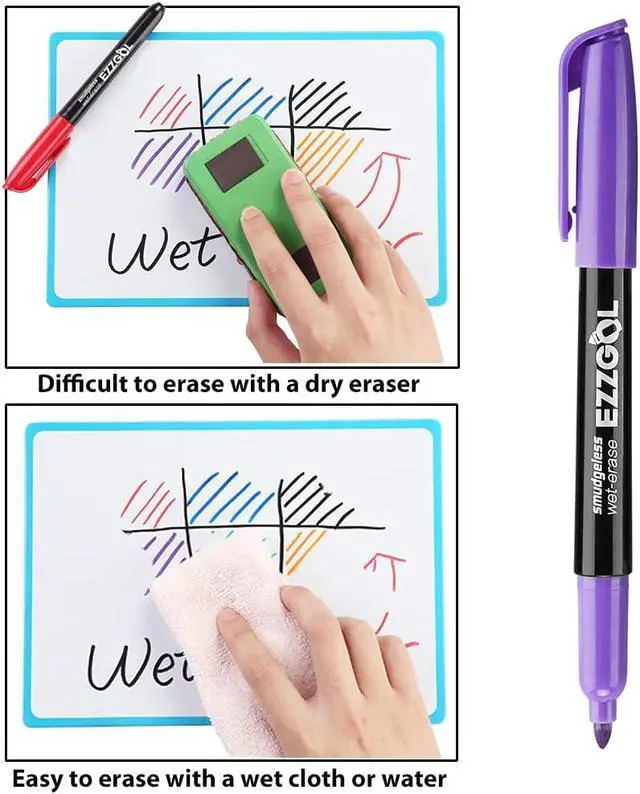 Alt view image 4 of 7 - EZZGOL 12-Color Bullet Tip Wet Erase Markers for Transparency, Whiteboards, Glass and More - Wipe with Water