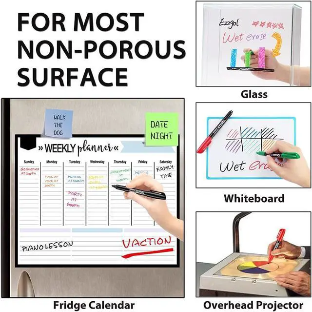Alt view image 6 of 7 - EZZGOL 12-Color Bullet Tip Wet Erase Markers for Transparency, Whiteboards, Glass and More - Wipe with Water