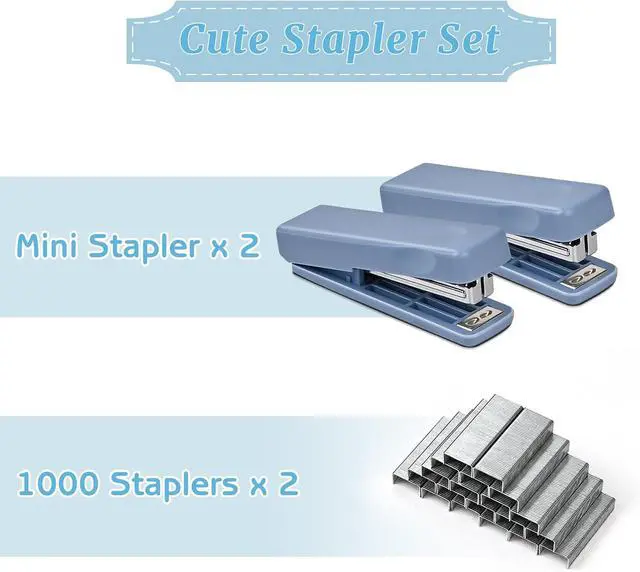 Alt view image 3 of 7 - 2Pcs Mini Stapler with 2000 Staples, Cute Small Staplers for Desk, 20 Sheets Capacity, Jam Free, Portable Stapler for Office School Supplies (Blue)