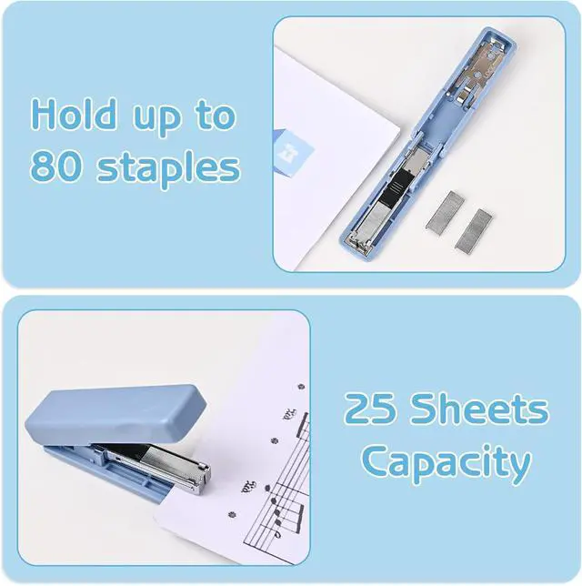 Alt view image 5 of 7 - 2Pcs Mini Stapler with 2000 Staples, Cute Small Staplers for Desk, 20 Sheets Capacity, Jam Free, Portable Stapler for Office School Supplies (Blue)