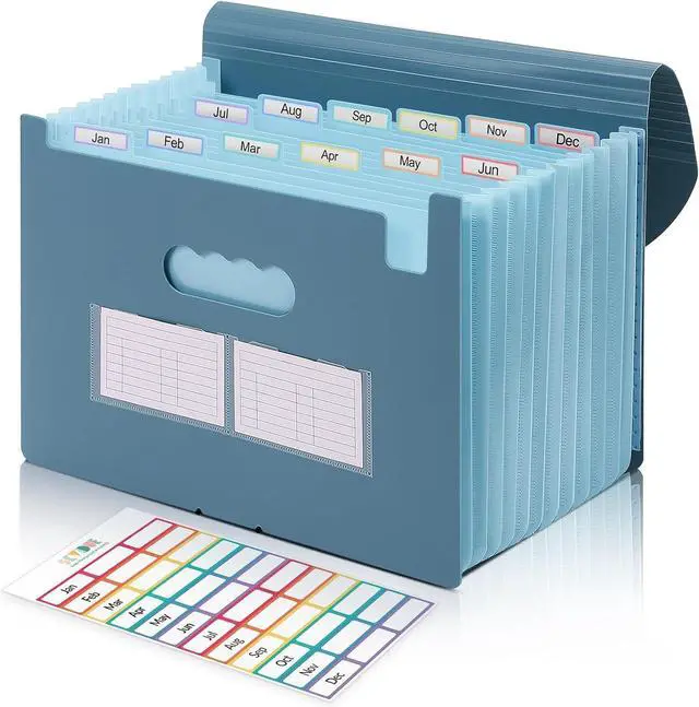 Main image of SKYDUE Accordion File Organizer, Expanding File Folder with 13 Pockets, Portable Document Paper Bill Receipt Organizer, Home School Office Supplies, Letter A4 Size Haze Blue