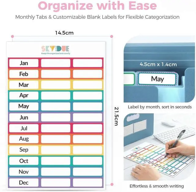 Alt view image 5 of 7 - SKYDUE Accordion File Organizer, Expanding File Folder with 13 Pockets, Portable Document Paper Bill Receipt Organizer, Home School Office Supplies, Letter A4 Size Haze Blue