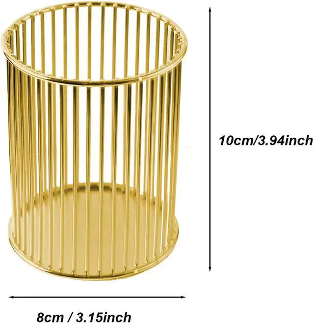 Alt view image 2 of 6 - Gold Metal Pen Holder Cup for Desk Makeup Brushes Pencil Holders Home Office Organizer