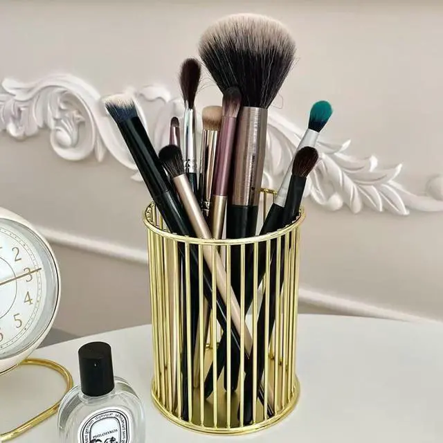 Alt view image 5 of 6 - Gold Metal Pen Holder Cup for Desk Makeup Brushes Pencil Holders Home Office Organizer
