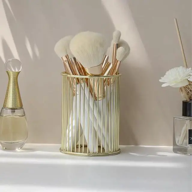 Alt view image 6 of 6 - Gold Metal Pen Holder Cup for Desk Makeup Brushes Pencil Holders Home Office Organizer