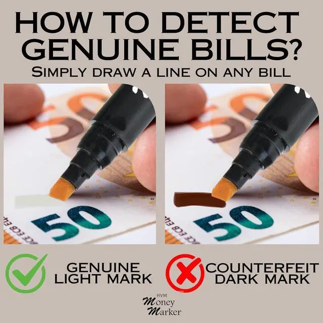 Alt view image 3 of 7 - HVM Counterfeit Money Detector Pen (5 Counterfeit Pens) | Detect Fake Bills | Money Marker Bill Detector Pen with Upgraded Chisel Tip | Universal False Currency Checker Pack