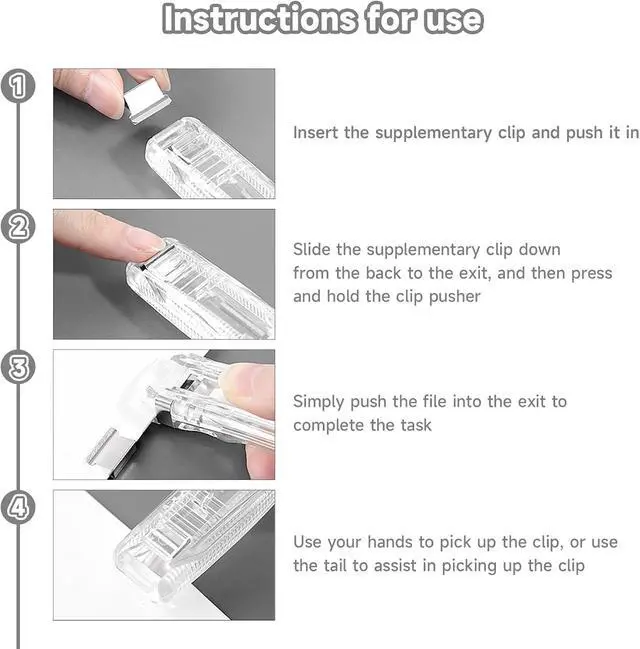 Alt view image 4 of 7 - Portable Binder Clip Stapler, Includes 100 Reusable Clips, Handheld Paper Clam Clip Dispenser Large Size, Mini Push Stapler Clamp Staplers for Desktop Document Home School Desk Office(2PCS)