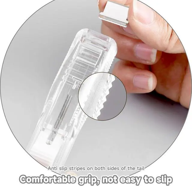 Alt view image 5 of 7 - Portable Binder Clip Stapler, Includes 100 Reusable Clips, Handheld Paper Clam Clip Dispenser Large Size, Mini Push Stapler Clamp Staplers for Desktop Document Home School Desk Office(2PCS)