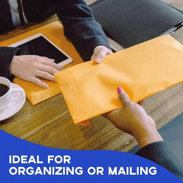 Alt view image 6 of 7 - Goefun 9x12 Manilla Envelopes, 25 Pack | Self Seal, 100 GSM, Brown, Kraft, For Mailing, Organizing and Storage